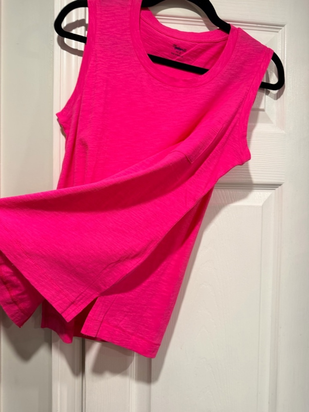 NWOT Madewell Size S Pink Lightweight Crew Neck Relaxed Fit Cotton Tank Top - Picture 2 of 10